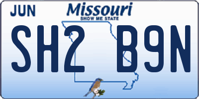 MO license plate SH2B9N