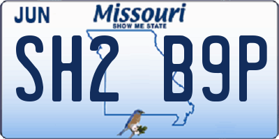 MO license plate SH2B9P