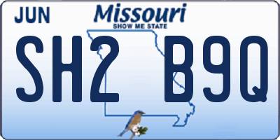 MO license plate SH2B9Q