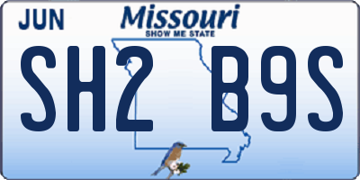 MO license plate SH2B9S