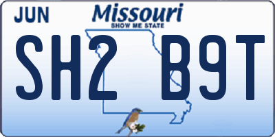 MO license plate SH2B9T