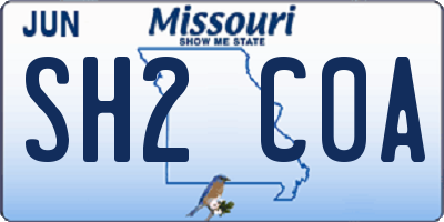MO license plate SH2C0A