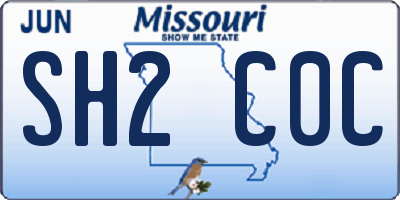 MO license plate SH2C0C