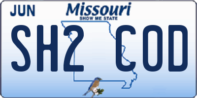 MO license plate SH2C0D