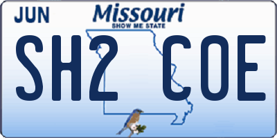 MO license plate SH2C0E