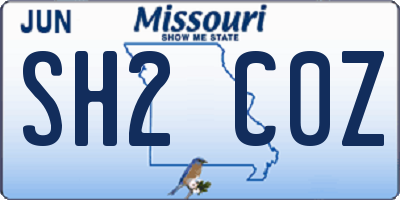 MO license plate SH2C0Z