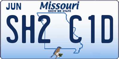 MO license plate SH2C1D