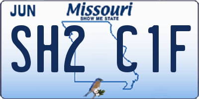 MO license plate SH2C1F