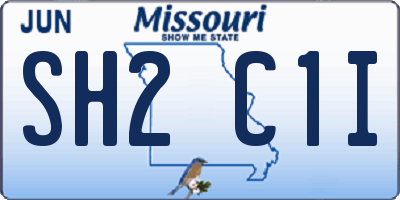 MO license plate SH2C1I