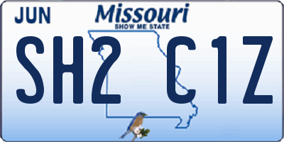 MO license plate SH2C1Z