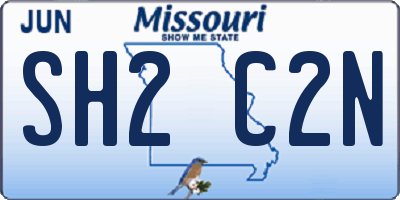 MO license plate SH2C2N