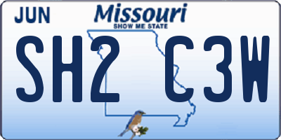MO license plate SH2C3W