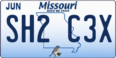 MO license plate SH2C3X