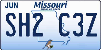 MO license plate SH2C3Z