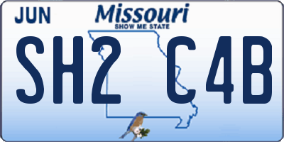 MO license plate SH2C4B