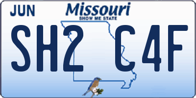 MO license plate SH2C4F