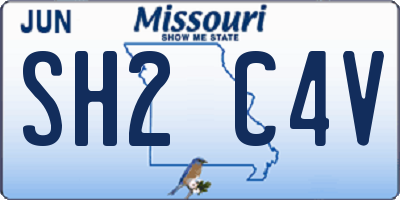 MO license plate SH2C4V