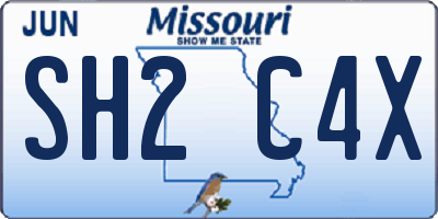 MO license plate SH2C4X