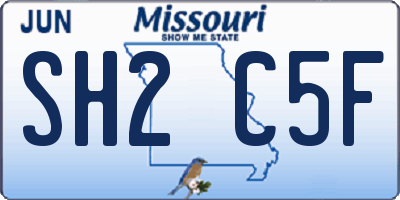 MO license plate SH2C5F