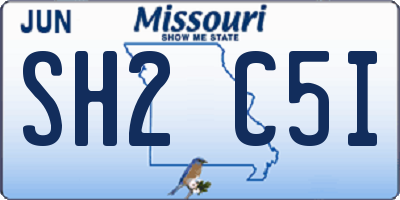 MO license plate SH2C5I