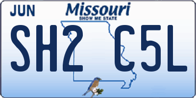 MO license plate SH2C5L