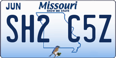 MO license plate SH2C5Z