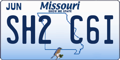 MO license plate SH2C6I