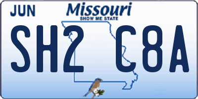 MO license plate SH2C8A