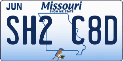MO license plate SH2C8D