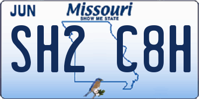 MO license plate SH2C8H