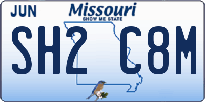 MO license plate SH2C8M
