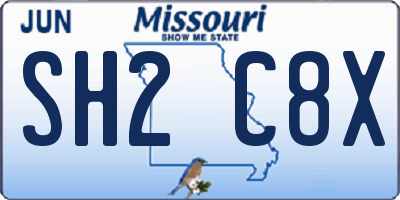 MO license plate SH2C8X