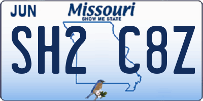 MO license plate SH2C8Z