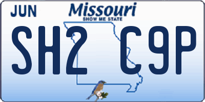 MO license plate SH2C9P