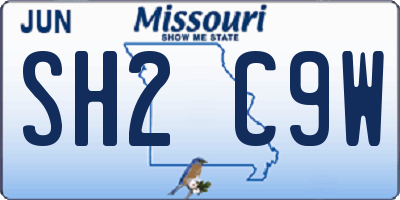 MO license plate SH2C9W