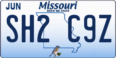 MO license plate SH2C9Z