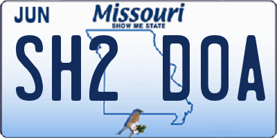 MO license plate SH2D0A