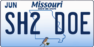 MO license plate SH2D0E
