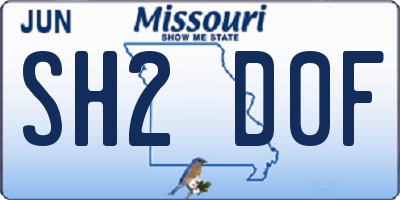 MO license plate SH2D0F