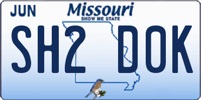 MO license plate SH2D0K