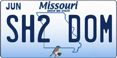MO license plate SH2D0M