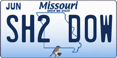 MO license plate SH2D0W