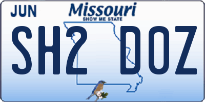 MO license plate SH2D0Z