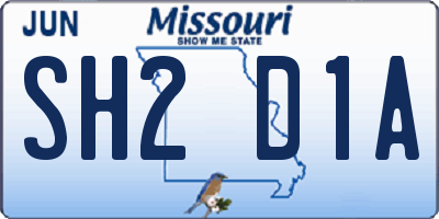 MO license plate SH2D1A
