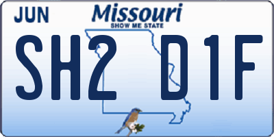 MO license plate SH2D1F