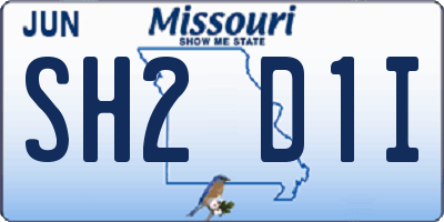 MO license plate SH2D1I