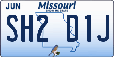 MO license plate SH2D1J