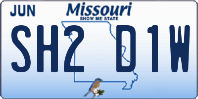MO license plate SH2D1W
