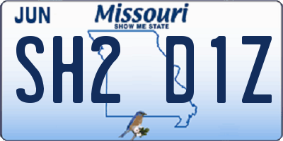 MO license plate SH2D1Z