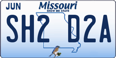 MO license plate SH2D2A